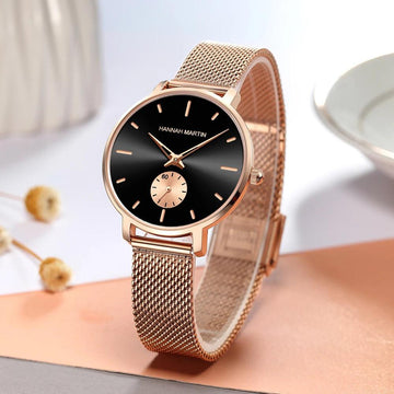 New Rose Gold Tone Elegant Stainless Steel Lady's Watch. Adjustable Multi Function Movement Quartz Wristwatches